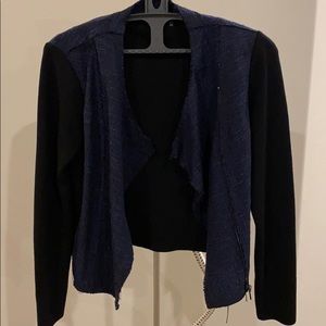 Elie Tahari Sweater Jacket with Asymmetrical Zip